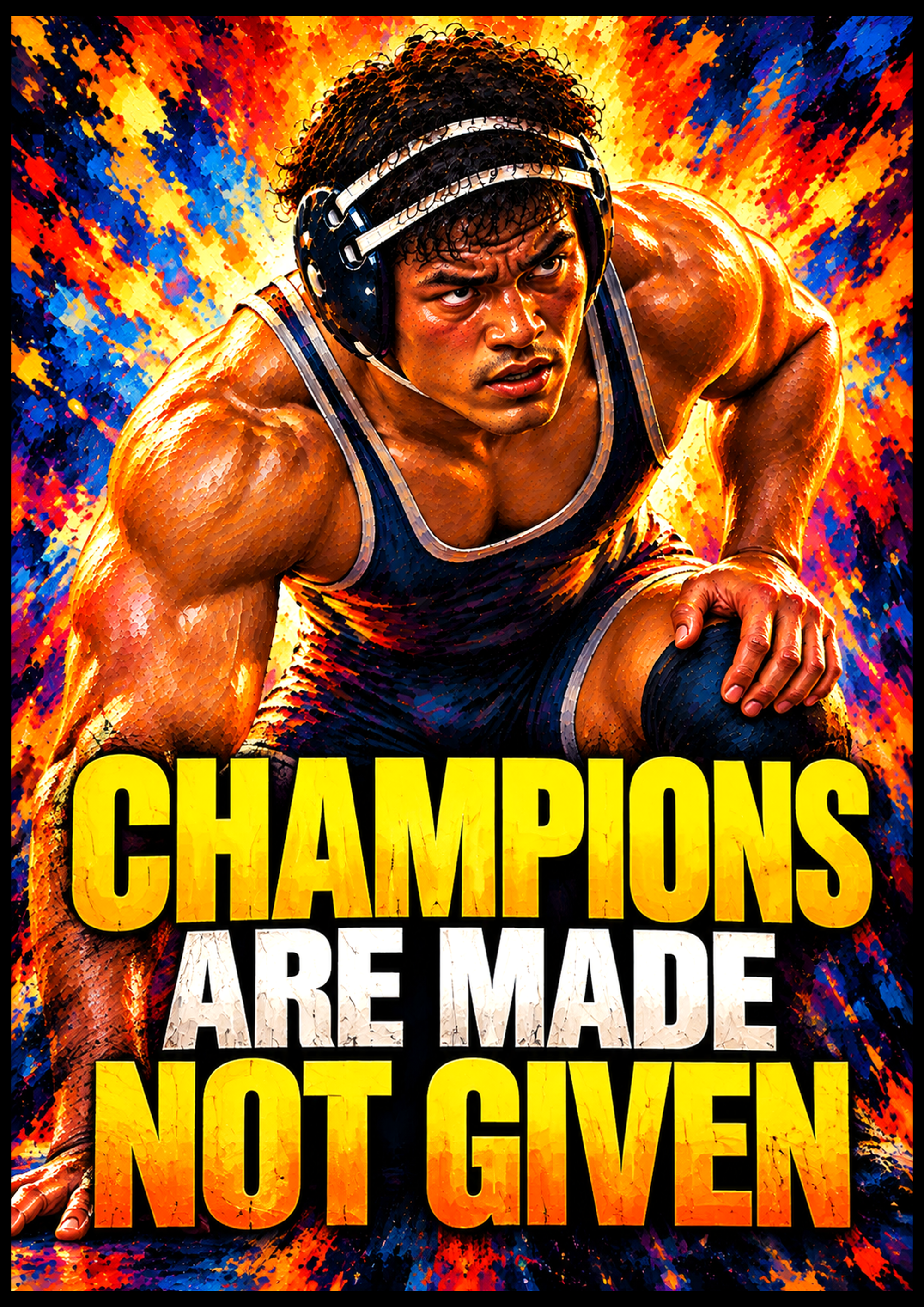 Champions Are Made, Not Given — LRZ Sports wrestling wall art